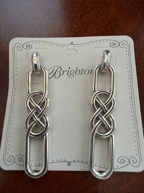Brighton Silver Interlok Post Drop Earrings, NWT